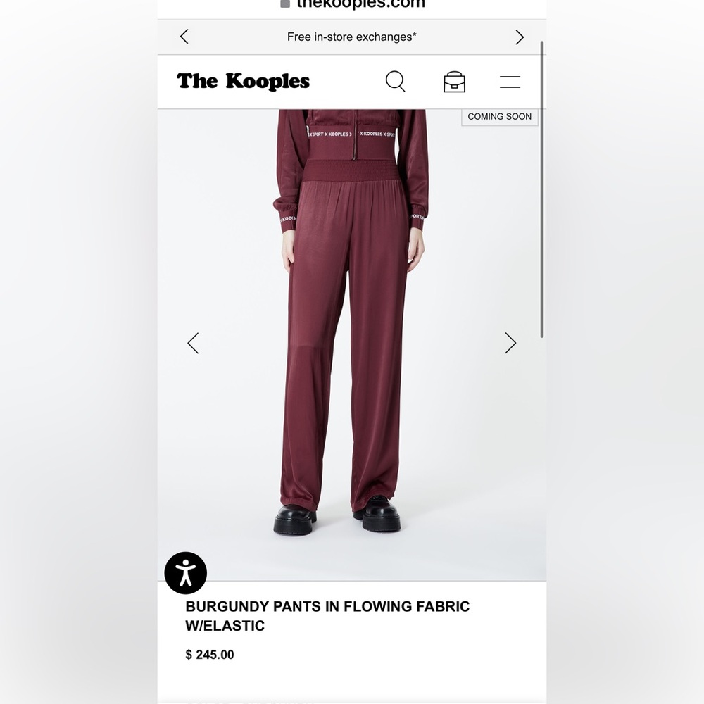 KOOPLES X SPORT  Burgundy Women's Pants
